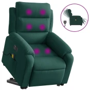 MAISON CHIC Električni masažni naslanjač - Relax naslanjač s funkcijo vstajanja zelen žamet, (22061698)