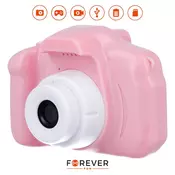 Forever SKC-100 otroški fotoaparat s kamero, igre, polnilna baterija, SD kartica, roza