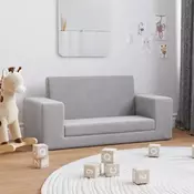 Djecji dvosjed na razvlacenje svjetlosivi mekani plišani