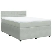 Vidaxl Box spring postelja z vzmetnico svetlo siv 140x190 cm žamet