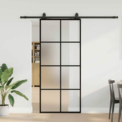 vidaXL vidaXL Drsna vrata z opremo črna 90x205 cm ESG steklo, (21749534)