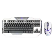 E-blue Auroza, keyboard set with optical gaming mouse, US, game, wire (USB), white (PC)