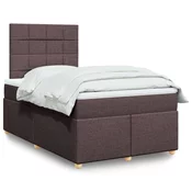 vidaXL Box spring postelja z vzmetnico temno rjava 120x190 cm blago