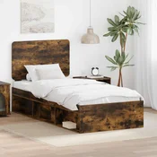 Vidaxl Konstrukcija postelje z vzglavjem Dimljeni oreh 100 x 200 cm