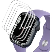 Nikcorp Zaščitno kaljeno steklo FYY za Apple Watch Series 7 41 mm, komplet 4 kosi, črn okvir, visoka odpornost proti praskam in udarcem, polna odzivnost na dotik, prosojno steklo, enostavna namestitev brez
