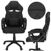 Ergonomska uredska fotelja s crnom HDF tkaninom, funkcijom ljuljanja, 150 kg
