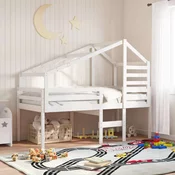 Vidaxl Streha za otroško posteljo bela 188x97x113 cm trdna borovina