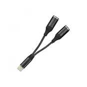 SX-08 Adapter za slušalice, Type C, 2 x 3.5mm, Crni