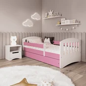 Drveni Deciji Krevet Classic Sa Fiokom - 160x80cm Roze