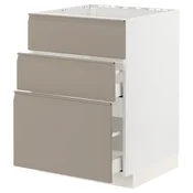 METOD / MAXIMERA Pod.element sudop. i 3front/2fioke, bela/Upplöv tamnobež, mat, 60x60 cm