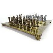 Casa Padrino luxury chess set 44 x 44 cm - Roman chess set - Handmade brass chess board with brass chess pieces - Luxury decorative accessories