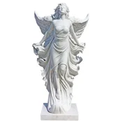 Casa Padrino Luxury Art Nouveau Marble Deco Sculpture Angel White H. 170 cm - Magnificent Garden Marble Deco Figure - Baroque & Art Nouveau Garden Marble Deco Accessories - Noble & Magnificent