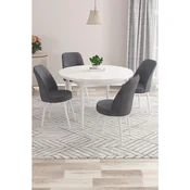 Hanah Home trpezarijski set Kea, sto i 4 stolice, bela ploca, antracit tkanina Babyface