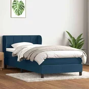 vidaXL vidaXL Box spring postelja z vzmetnico temno modra 80x220 cm žamet, (21792196)
