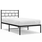 Vidaxl Kovinski posteljni okvir z vzglavjem črn 100x190 cm