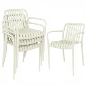 Homestar Vrtni stoli komplet 4 zložljivi 55x585x815 cm kremno beli