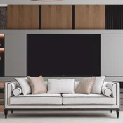 Casa Padrino Luxury Neoclassical Sofa White/Black/Brass 220 cm - Hotel Furniture