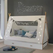 Homestyle4U Otroška postelja, Tipi hiška, 164,5x105x214,5 cm, bela