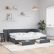 Izvlečna dnevna postelja s predali temno siva 80x200 cm žamet