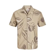 JACK & JONES Srajca Palma Resort bež / rjava / bela