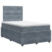 vidaXL Postelja boxspring z vzmetnico Temno siva 120 x 200 cm Žamet