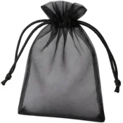 Darilna organza vrečka - črna / 10x12cm / 10ks KP38486