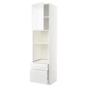 METOD / MAXIMERA Vis.el.pecn./mikrotal. s vrat/2fiok, bela/Voxtorp v. sjaj bela, 60x60x240 cm