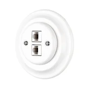 Reblig - Porcelanska retro Ethernet uticnica sa ramom, 2x CAT.5E, bela