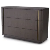 Casa Padrino luxury solid wood dresser with 3 drawers mocha/brass 140 x 52 x H. 95 cm - Bedroom chest of drawers - Bedroom furniture - Luxury furniture - Luxury furnishings