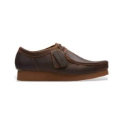 Clarks za moške. 26172819 Rjavi usnjeni čevlji Wallabee Evo (46), Rjava, Ravna stran, 1 do 3 cm, Čipke, Priložnostno