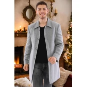 PLT8365 DEWBERRY MENS COAT-STRAIGHT GREY