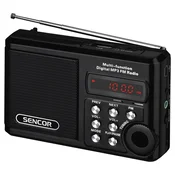 SENCOR Prenosni radio MP3 SRD 215 (črn) z USB, SD in 10h baterijo
