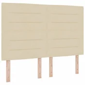 Vidaxl LED Box Spring Postelja z vzmetnico krema 140 x 200 cm blago