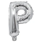 Srebrni folijski balon v obliki črke - črka P, 32 cm