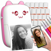 21u1 mini prijenosni set baterija. foto termalni bluetooth printer ružicasti