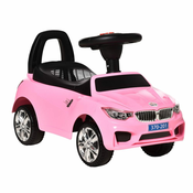 HOMCOM Otroški avto za vožnjo z volanom, žarometi in vgrajeno glasbo, starost 18-36 mesecev, 63,5x28x36cm, roza