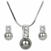 Levien Eleganten komplet ogrlice in uhanov Pearl Caorle Grey