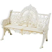Casa Padrino baroque garden bench cream white 119 x H. 95.5 cm - Magnificent cast iron garden bench - Cast iron garden furniture - Baroque garden furniture - Garden furniture in baroque style