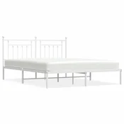 Vidaxl Kovinski posteljni okvir z vzglavjem bel 183x213 cm