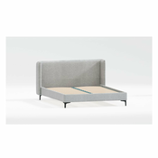 Siva oblazinjena zakonska postelja z letvenim dnom 160x200 cm Basti – Ropez
