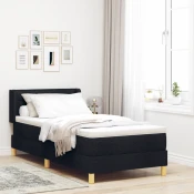 Vidaxl Postelja z vzmetnico z vzmetnico z vzglavjem Črna 80 x 200 cm