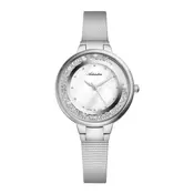 Ženski adriatica precious swarovski srebrni beli elegantni rucni sat sa srebrnim pancir kaišem ( a3720.514fqz )