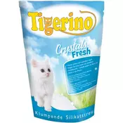 Tigerino Crystals Fresh - kristalni (silikatni) pesek za mačke - Varčno pakiranje: 3 x 5 l (pribl. 6,5 kg)