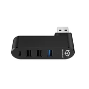 Hub postaja Techsuit SplitterNode 4v1 (H17) USB-A - 3x USB-A, 1x USB-C, 5Gbps, 180° rotacija - črna