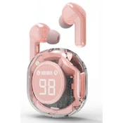 GEMBIRD Bežicne slušalice TWST-01-PK Transparent, V5.4, TWS, LCD, Roze