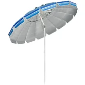 Northix 243 cm nagibni senčnik za plažo UPF 50+ aluminij temno moder