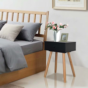vidaXL Nočna mizica 2 kosa masivna borovina 40x30x61 cm črne barve