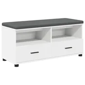 Vidaxl Haldna klop Bela 100 x 38 x 46 cm Oblikovan Les in Tkanina
