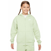 Djecji sportski pulover Nike Sportswear Club Fleece Oversized Full Zip Hoodie - honeydew/white