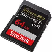 SanDisk pomnilniška kartica sandisk extreme pro sdxc 64 gb 200/90 mb/s uhs-i u3 (sdsdxxu-064g-gn4in)
